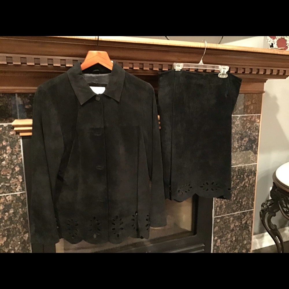 Suede two piece suit